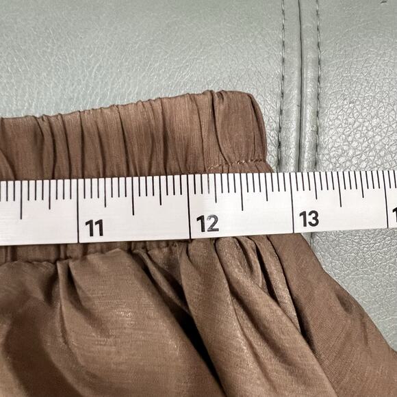 Brown A-Line Maxi Skirt Elastic Waist Lace Trim D-Ring Detail Women’s Small - Picture 9 of 11